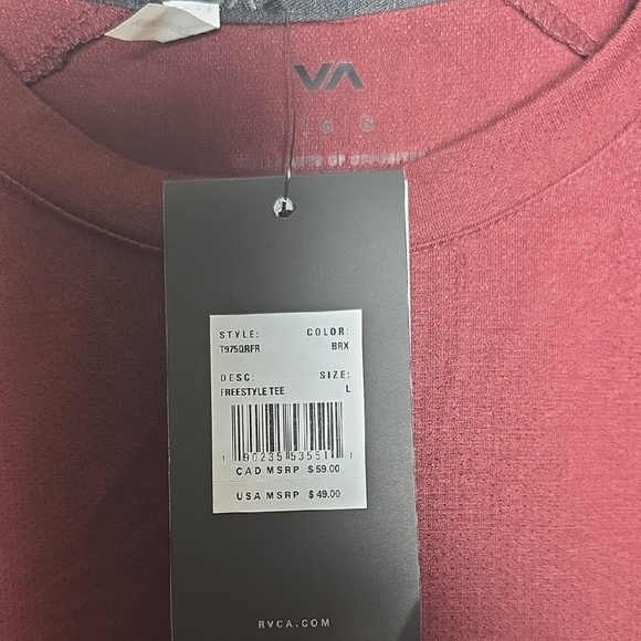 RVCA Maroon Short Sleeve Cropped Tee - Picture 2 of 4